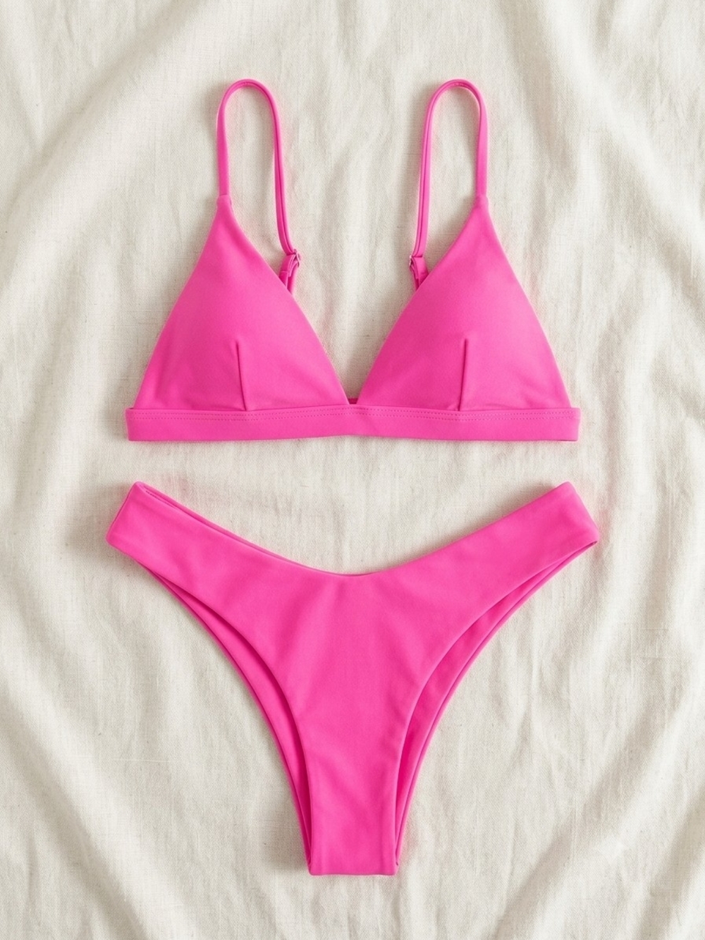 Hot Pink Triangle Bikini Set